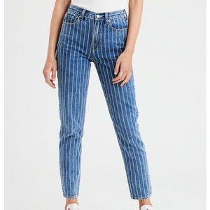 american eagle striped mom jeans